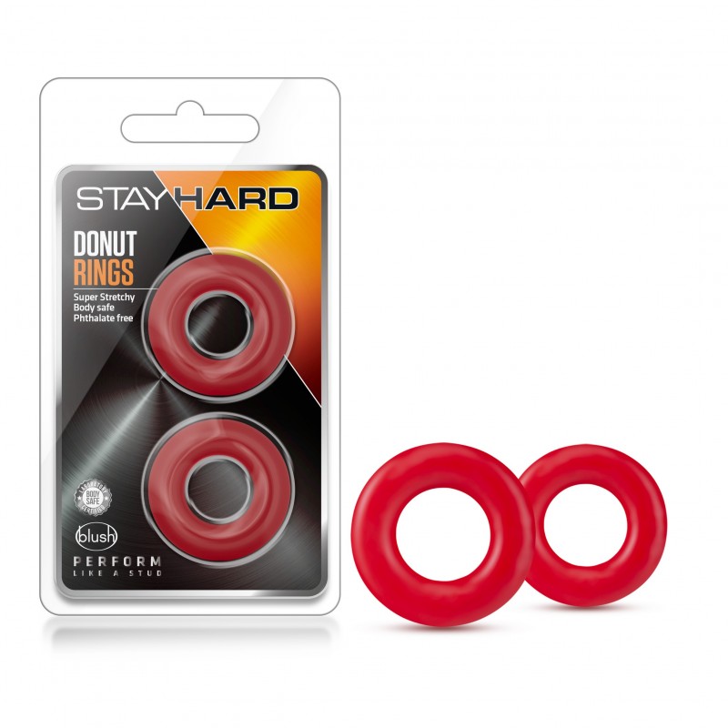 Stay Hard Donut Rings - Red Set of 2